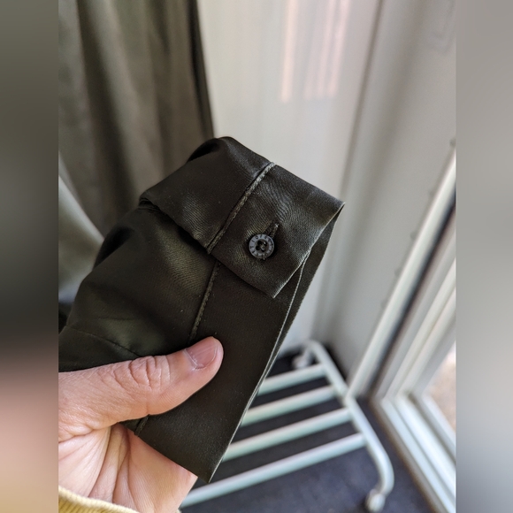 10 FEET Satin Blouse, Dark Green, Sz S - Picture 7 of 7